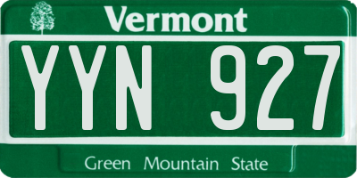 VT license plate YYN927