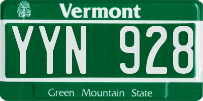 VT license plate YYN928