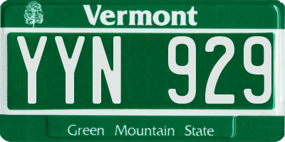 VT license plate YYN929