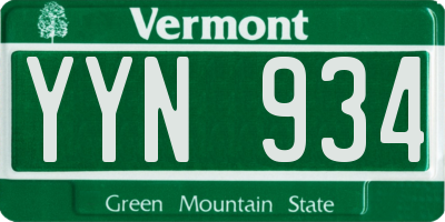 VT license plate YYN934