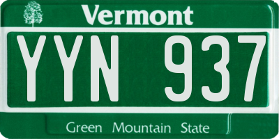VT license plate YYN937