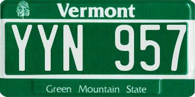 VT license plate YYN957