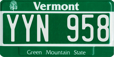 VT license plate YYN958