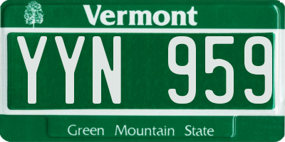 VT license plate YYN959