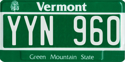 VT license plate YYN960