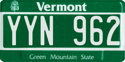 VT license plate YYN962