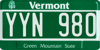 VT license plate YYN980
