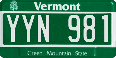 VT license plate YYN981