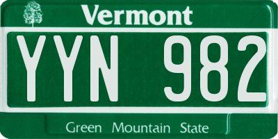 VT license plate YYN982