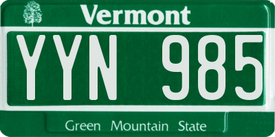 VT license plate YYN985