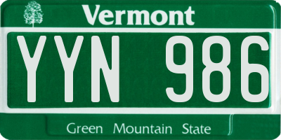 VT license plate YYN986