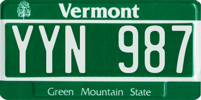 VT license plate YYN987