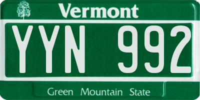 VT license plate YYN992