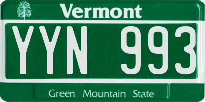 VT license plate YYN993