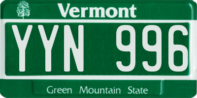 VT license plate YYN996