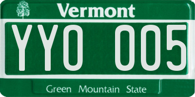 VT license plate YYO005