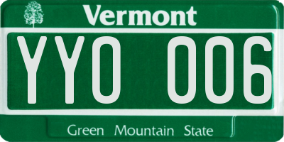 VT license plate YYO006