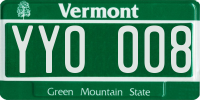 VT license plate YYO008