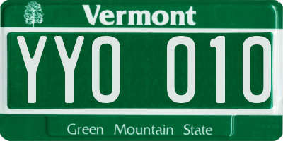 VT license plate YYO010