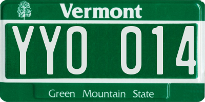 VT license plate YYO014