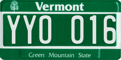 VT license plate YYO016