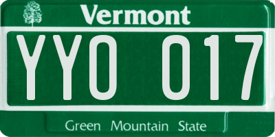 VT license plate YYO017