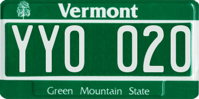 VT license plate YYO020
