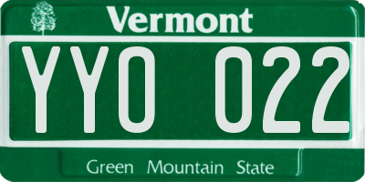 VT license plate YYO022