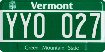 VT license plate YYO027