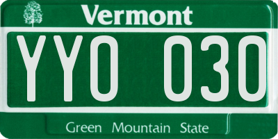 VT license plate YYO030