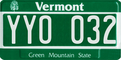 VT license plate YYO032