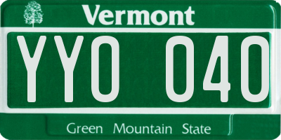 VT license plate YYO040