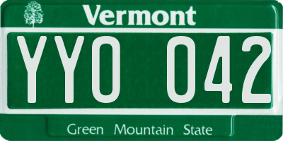 VT license plate YYO042