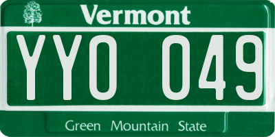VT license plate YYO049