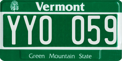 VT license plate YYO059