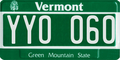 VT license plate YYO060