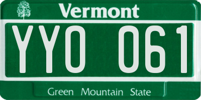 VT license plate YYO061
