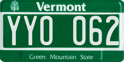 VT license plate YYO062