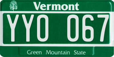 VT license plate YYO067