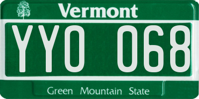 VT license plate YYO068
