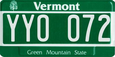 VT license plate YYO072