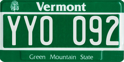VT license plate YYO092
