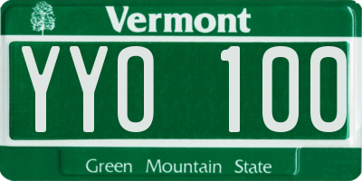VT license plate YYO100
