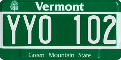 VT license plate YYO102