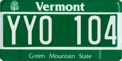 VT license plate YYO104