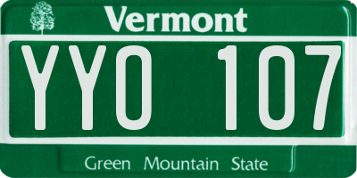 VT license plate YYO107