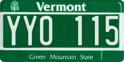 VT license plate YYO115