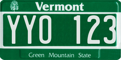 VT license plate YYO123
