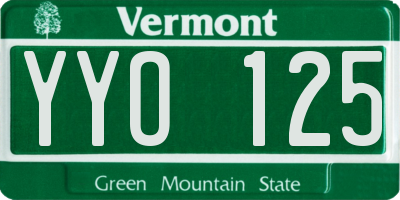 VT license plate YYO125