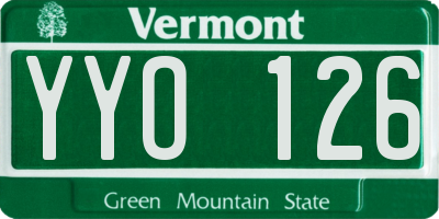 VT license plate YYO126